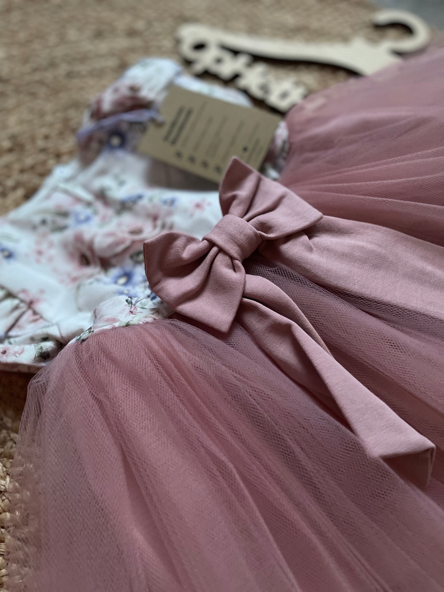 Tule Jurk 'Romy' Ecru / Roze