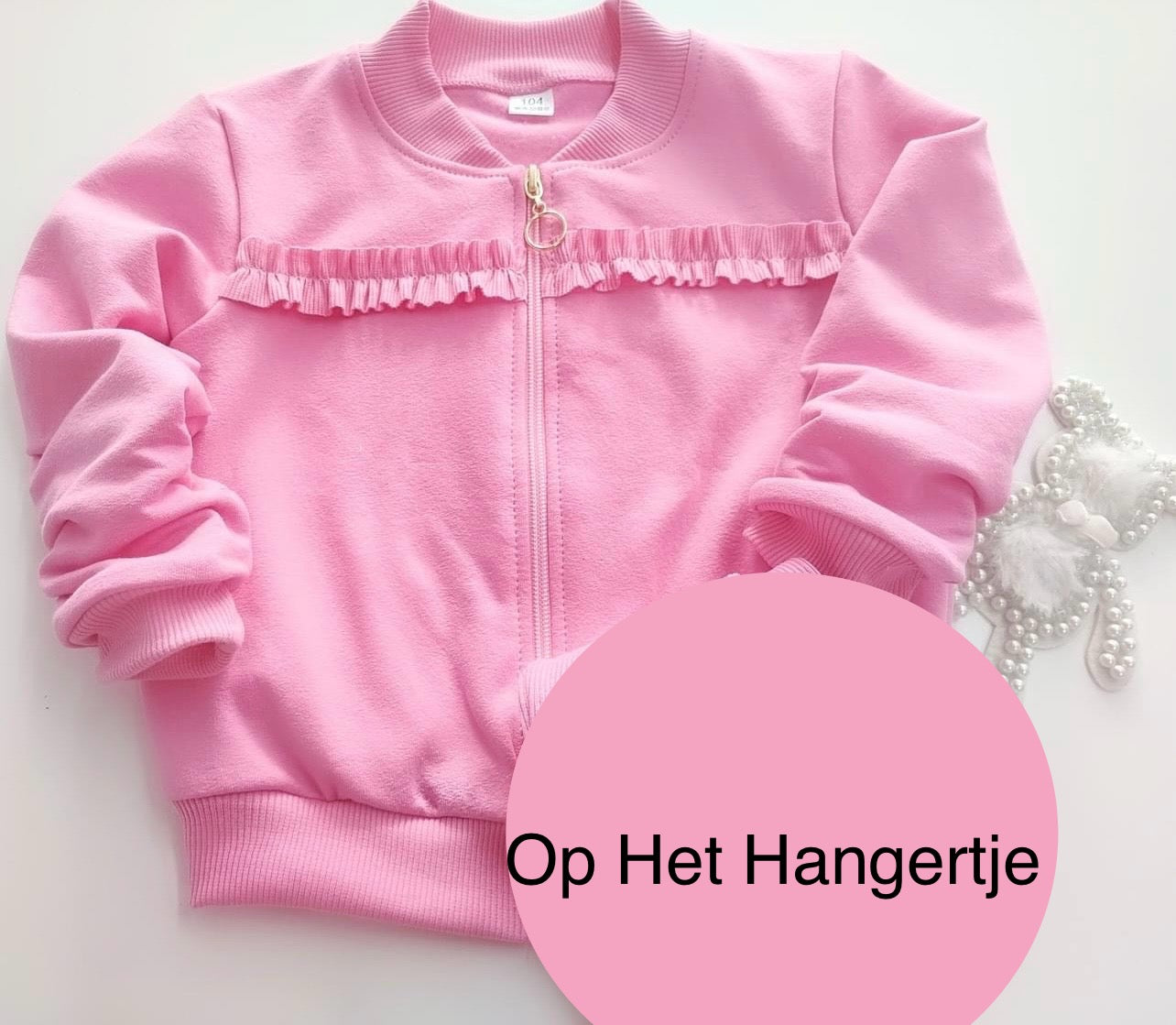Meisjes Vestje ’Stitch’ Roze met Rits en Ruches