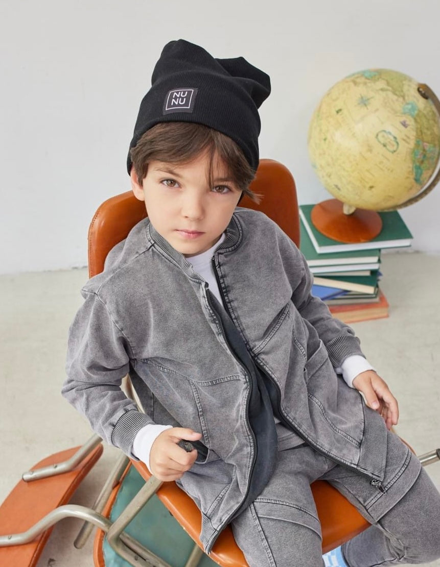 Jongens Bomberjack ‘Ekan’ Met Rits En Zakken Vintage-Grijs