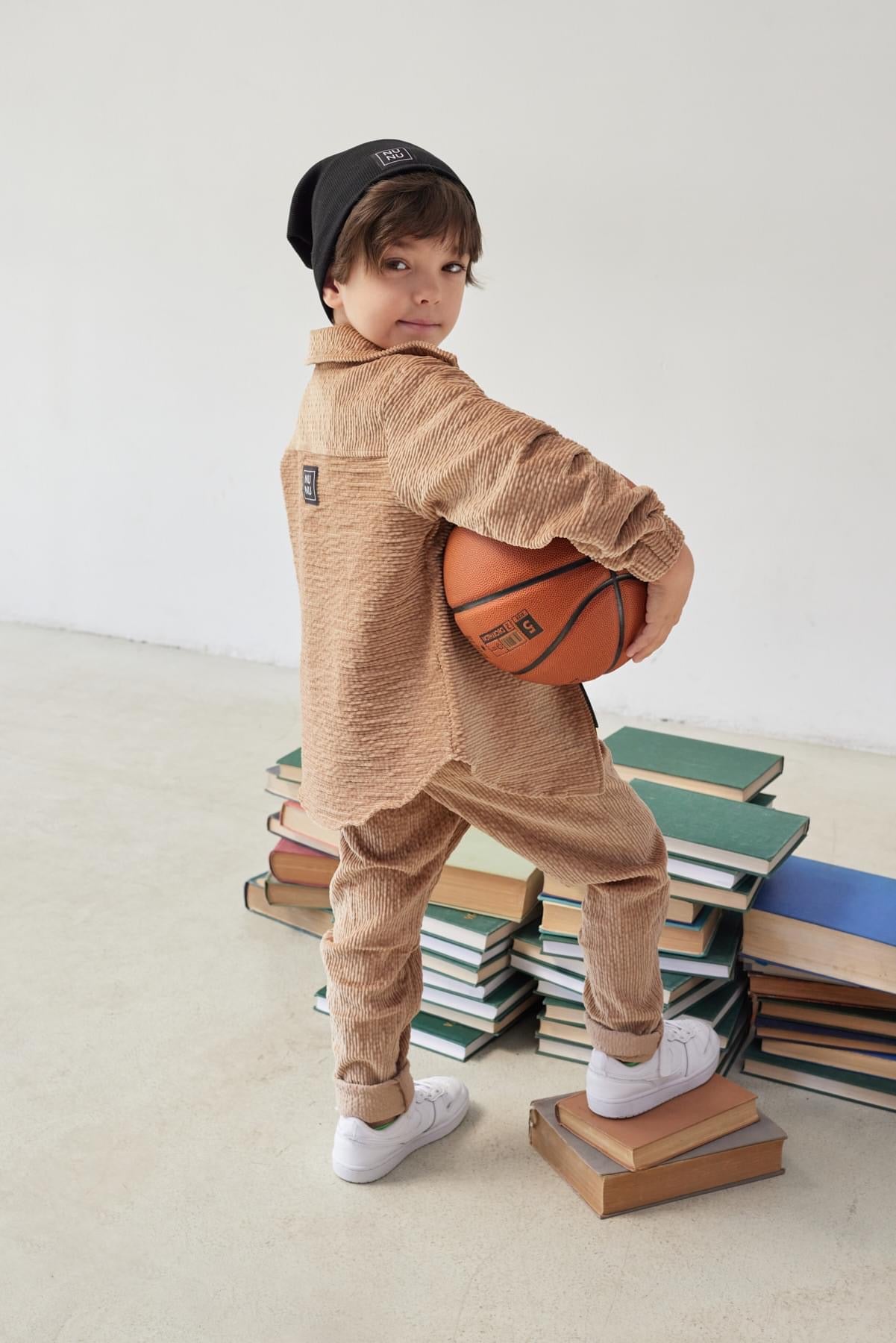 Jongens Overshirt ‘Tristan BG’ Beige Corduroy Overshirt Met Rits