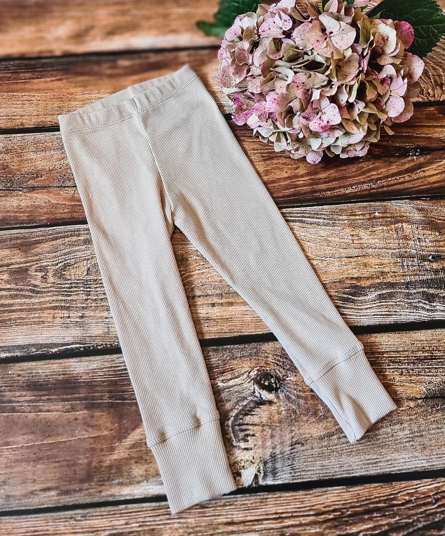 Meisjes Legging Ribstof Beige