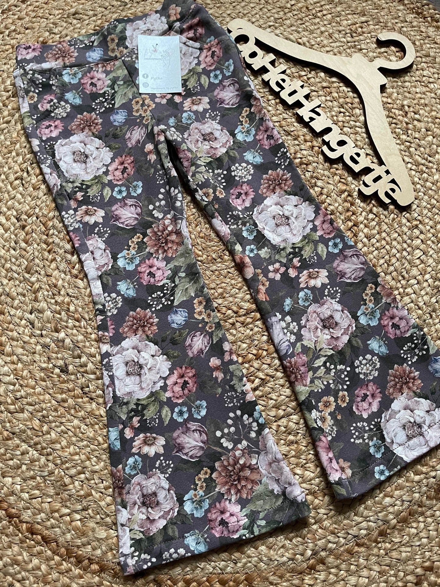 Meisjes Flared Broek 'Purple Garden' Paars met Bloemenmotief