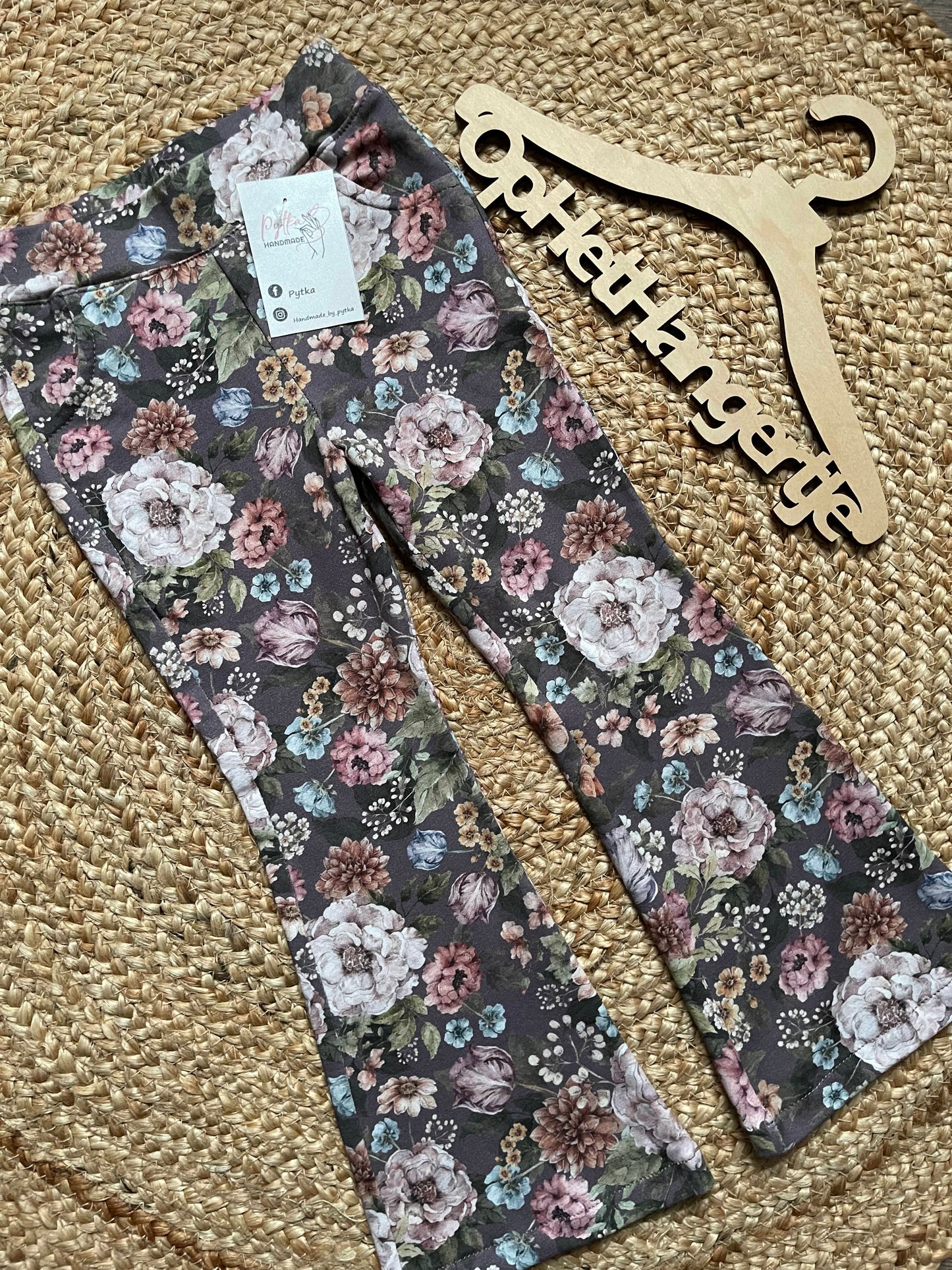 Meisjes Flared Broek 'Purple Garden' Paars met Bloemenmotief