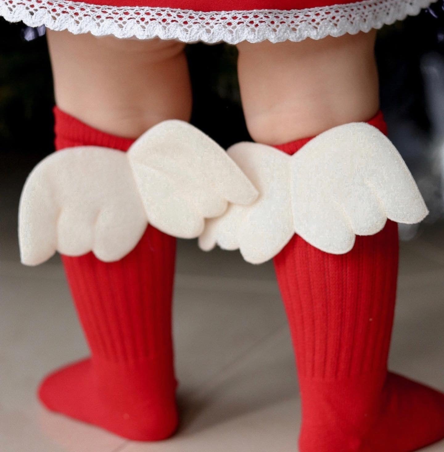 Meisjes Kniekousjes 'Angel' met Engelen Vleugels in Verschillende Kleuren