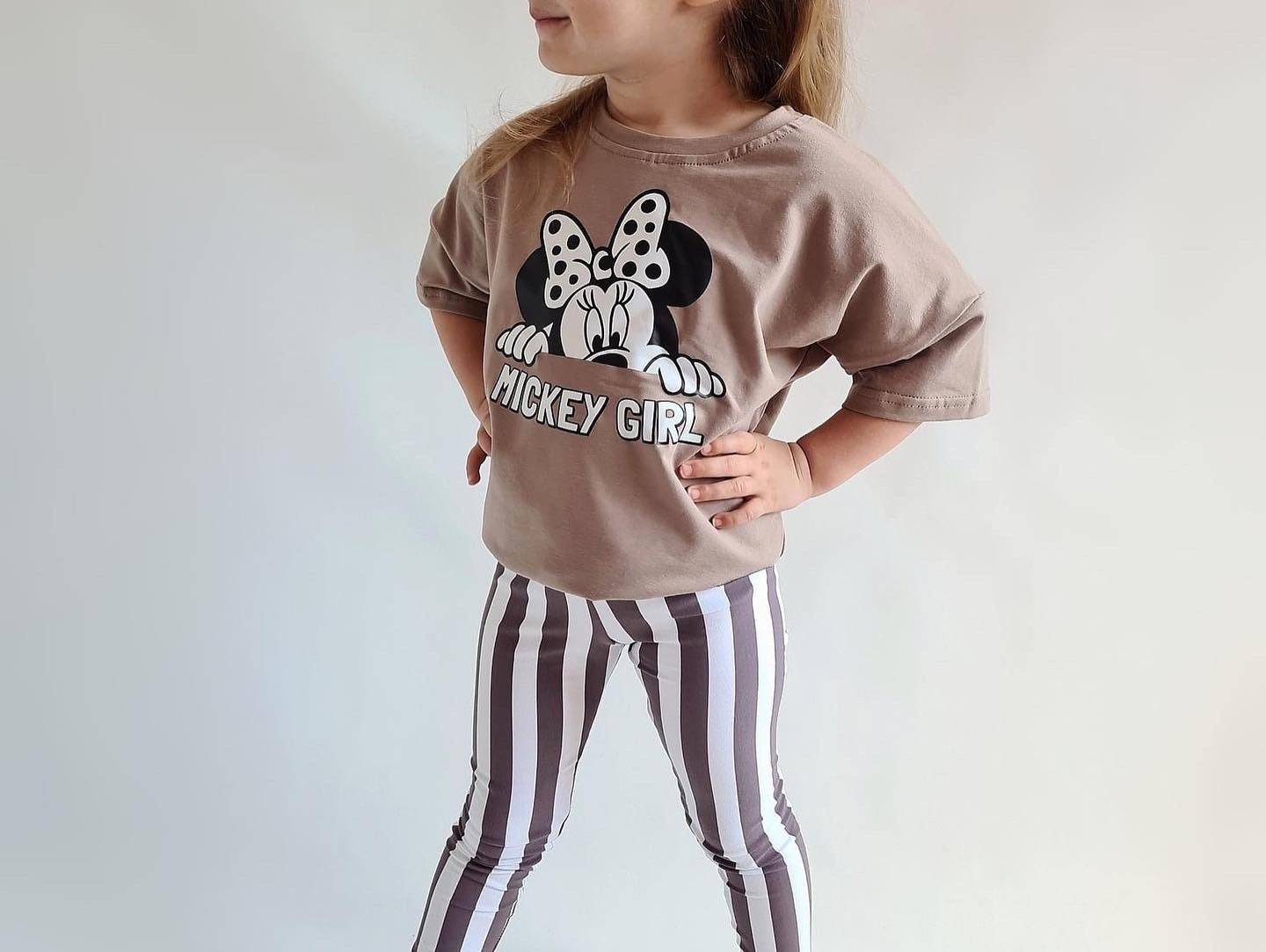 Legging Gestreept Wit / Lattee