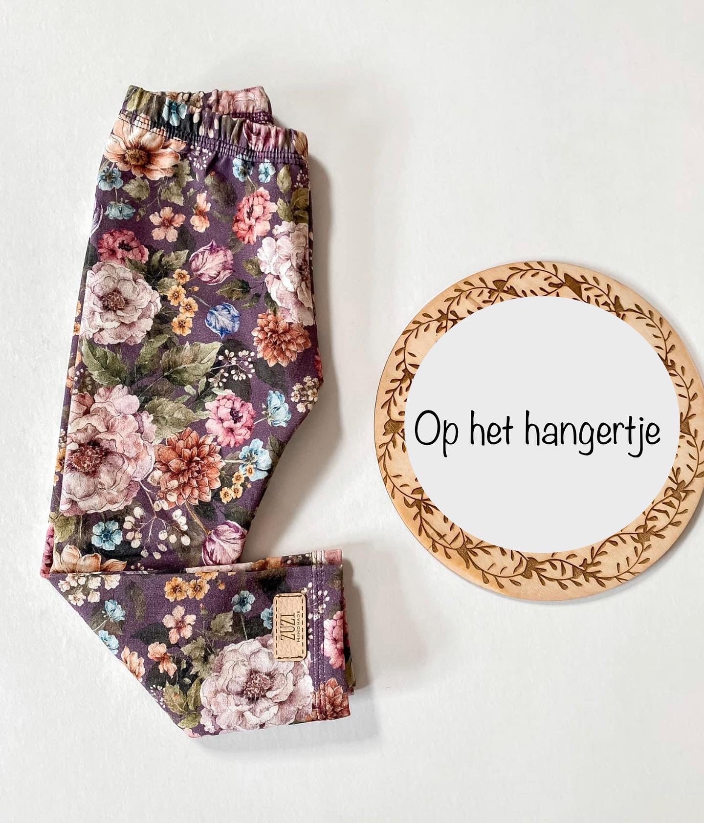 Meisjes Legging 'Fleurig' met Fleurig Bloemenmotief Donker-Paars