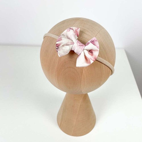 Haarbandje Strik 'Viooltjes' Creme / Roze