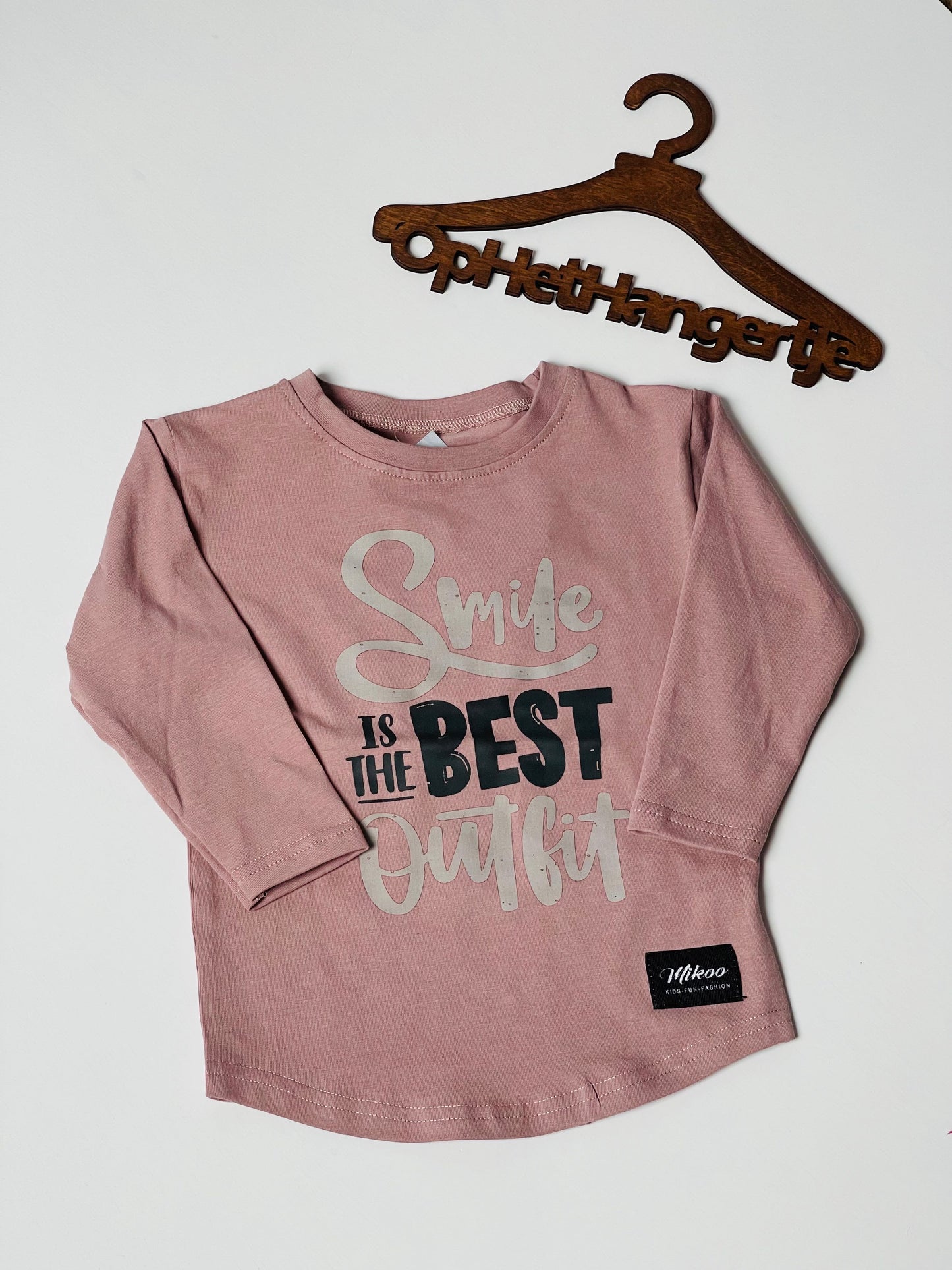 Meisjes Longsleeve 'Smile' Oud-Roze