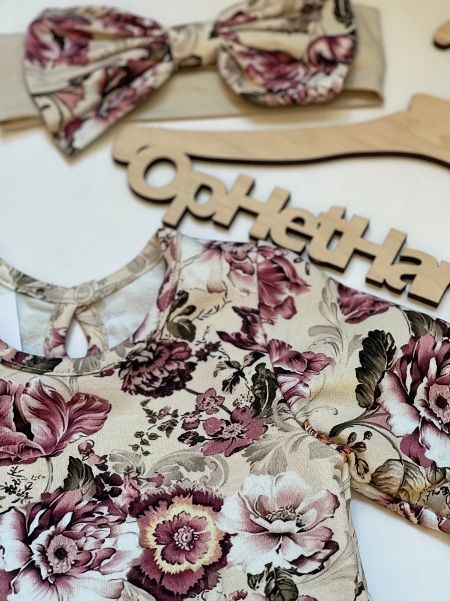 Tule Jurk 'Amalia' Ecru met Bloemenprint