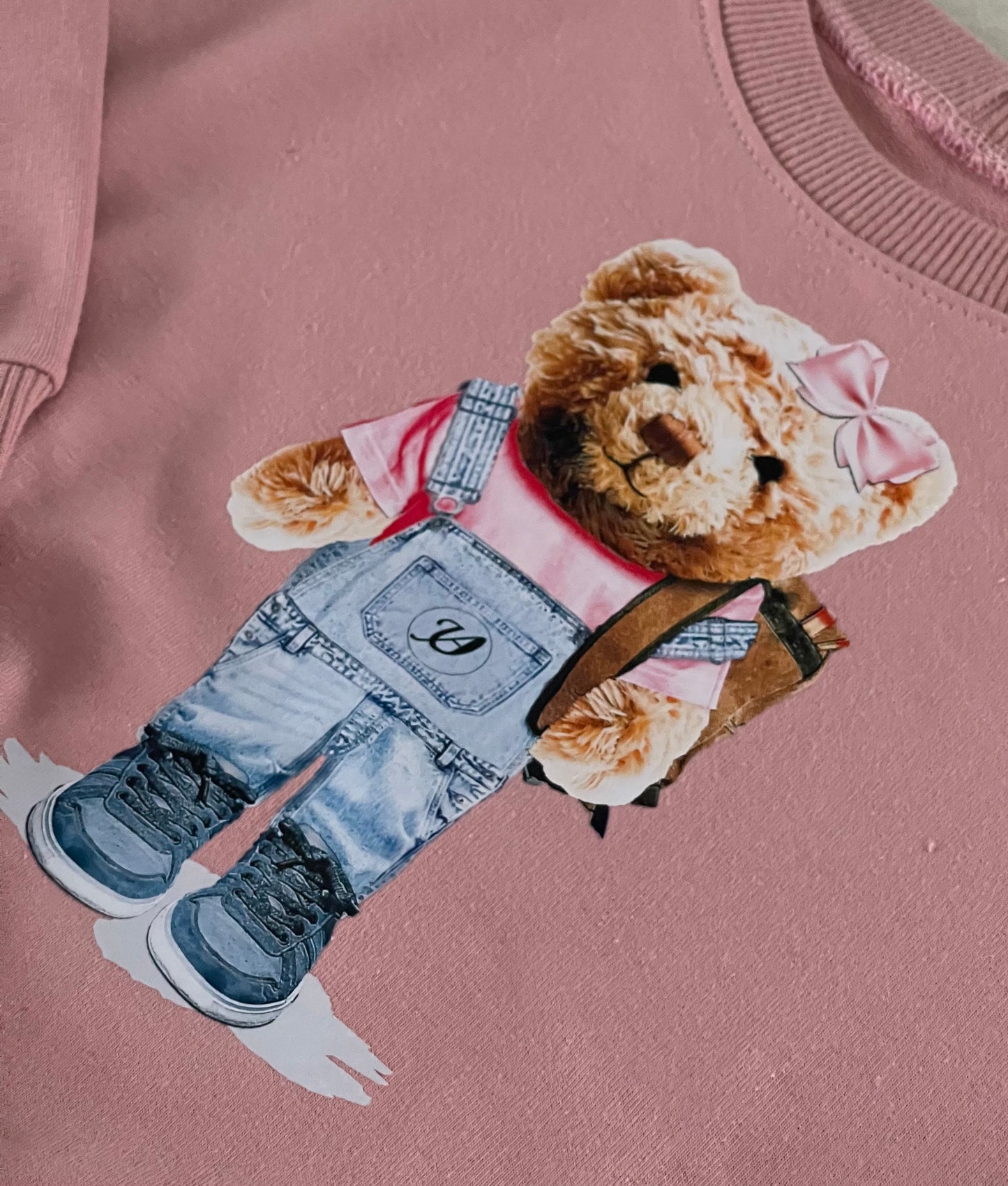 Meisjes Sweatshirt ‘Teddy-Girl’ Met Beer Opdruk Oud-Roze