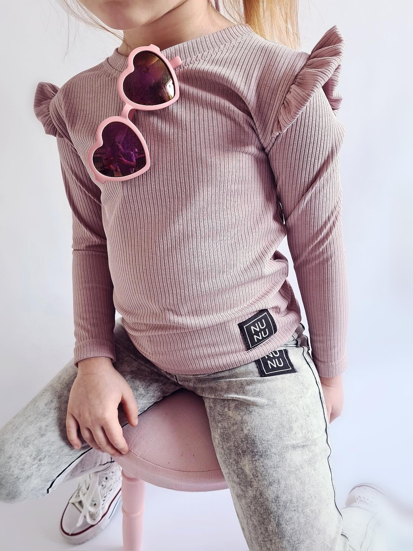 Meisjes Longsleeve ‘Patricia’ Stretch en Ruches Oud-Roze