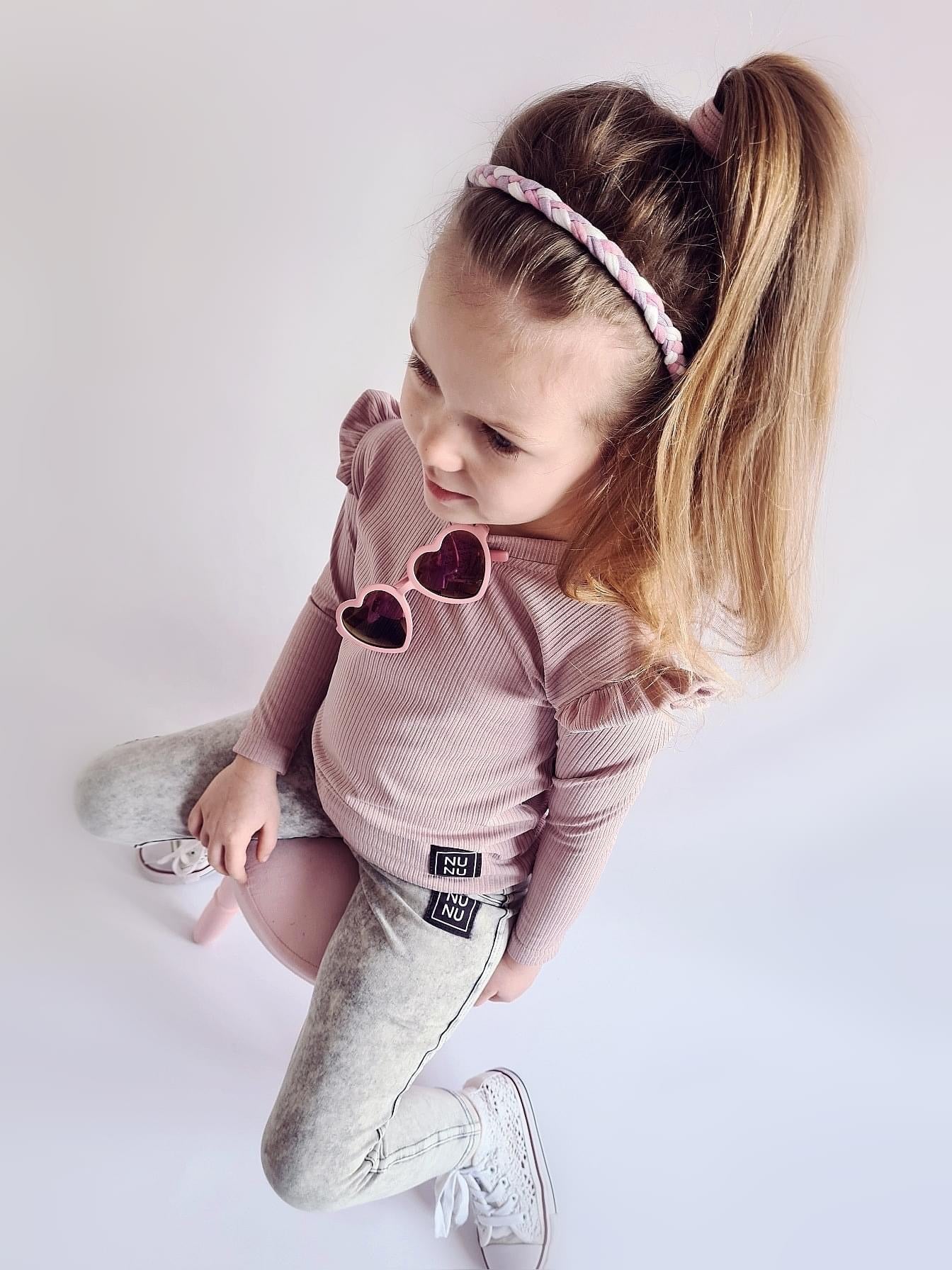 Meisjes Longsleeve ‘Patricia’ Stretch en Ruches Oud-Roze