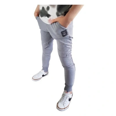 Jongens Pants Broek ‘Patka Slim’ Met Zakken En Decoratieve Flappen Grijs