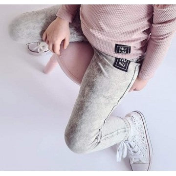 Meisjes Jeans Broek Slim Fit Met Zakken Denim-look Grijs