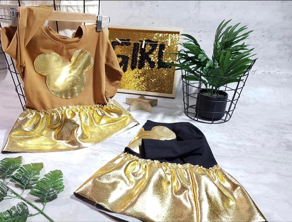 Meisjes Tuniek 'Mickey' met Opdruk Zwart / Goud