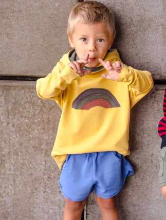 Jongens Hoodie 'Over Yellow' met Regenboog en Capuchon Geel