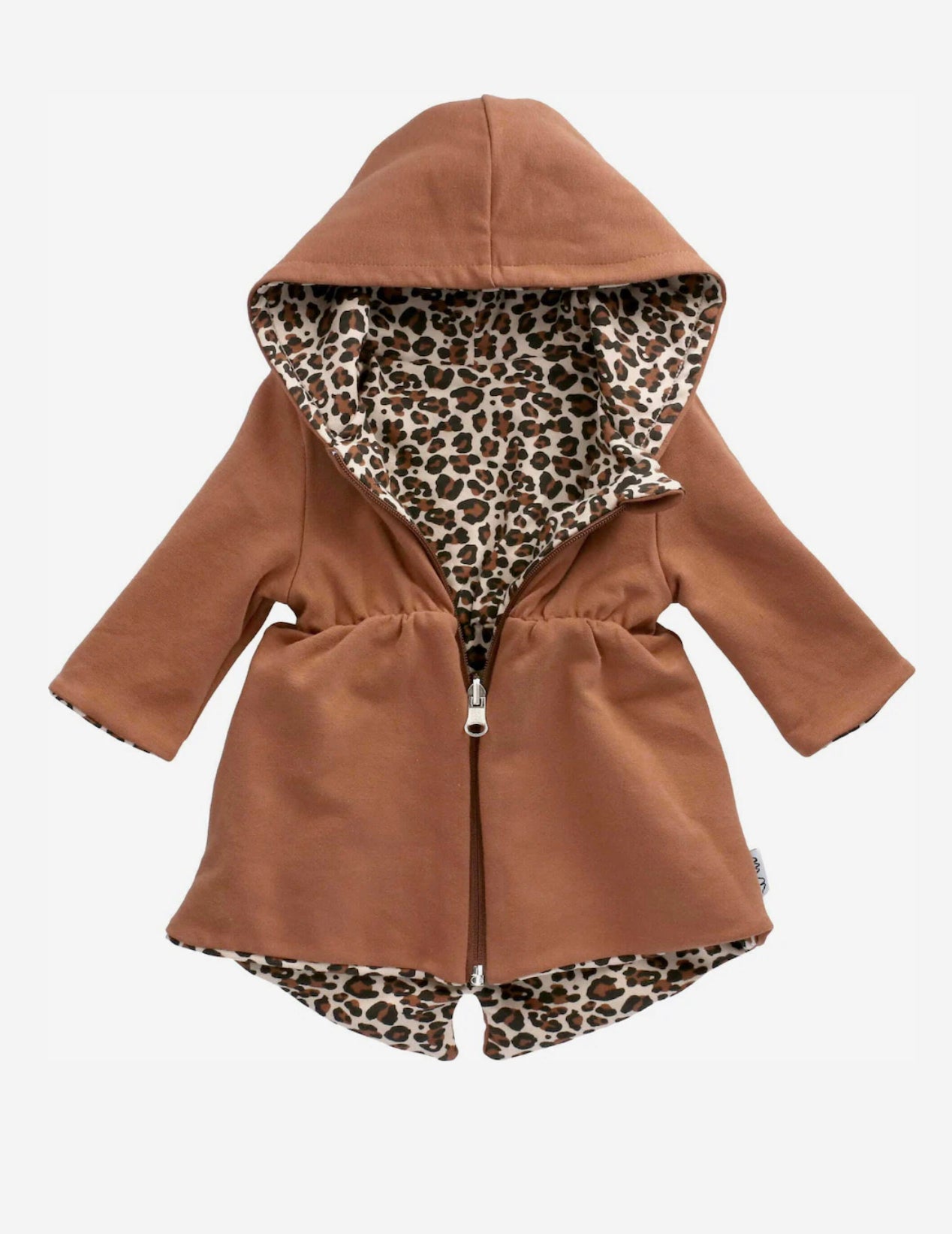 Meisjes Jasje 'Leopard' Dubbelzijdig met Rits en Capuchon Bruin / Luipaard