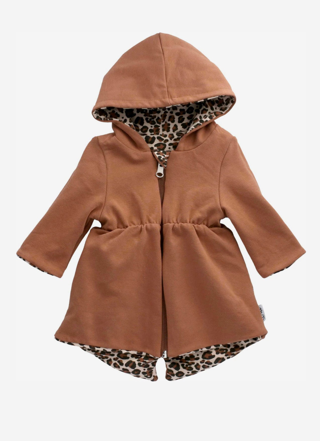 Meisjes Jasje 'Leopard' Dubbelzijdig met Rits en Capuchon Bruin / Luipaard