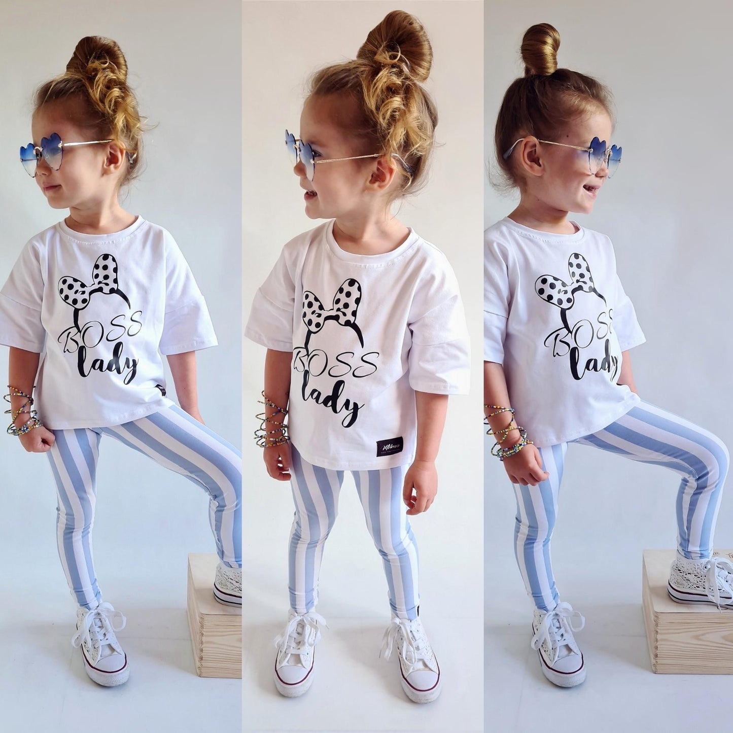Legging Gestreept Wit / Blauw