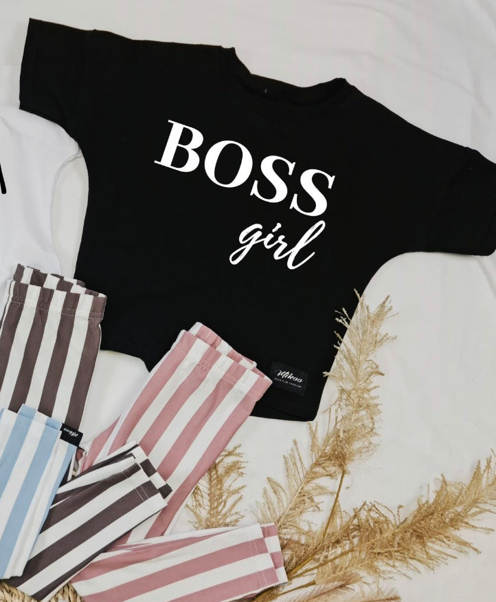 Meisjes T-Shirt 'BOSS GIRL' Zwart