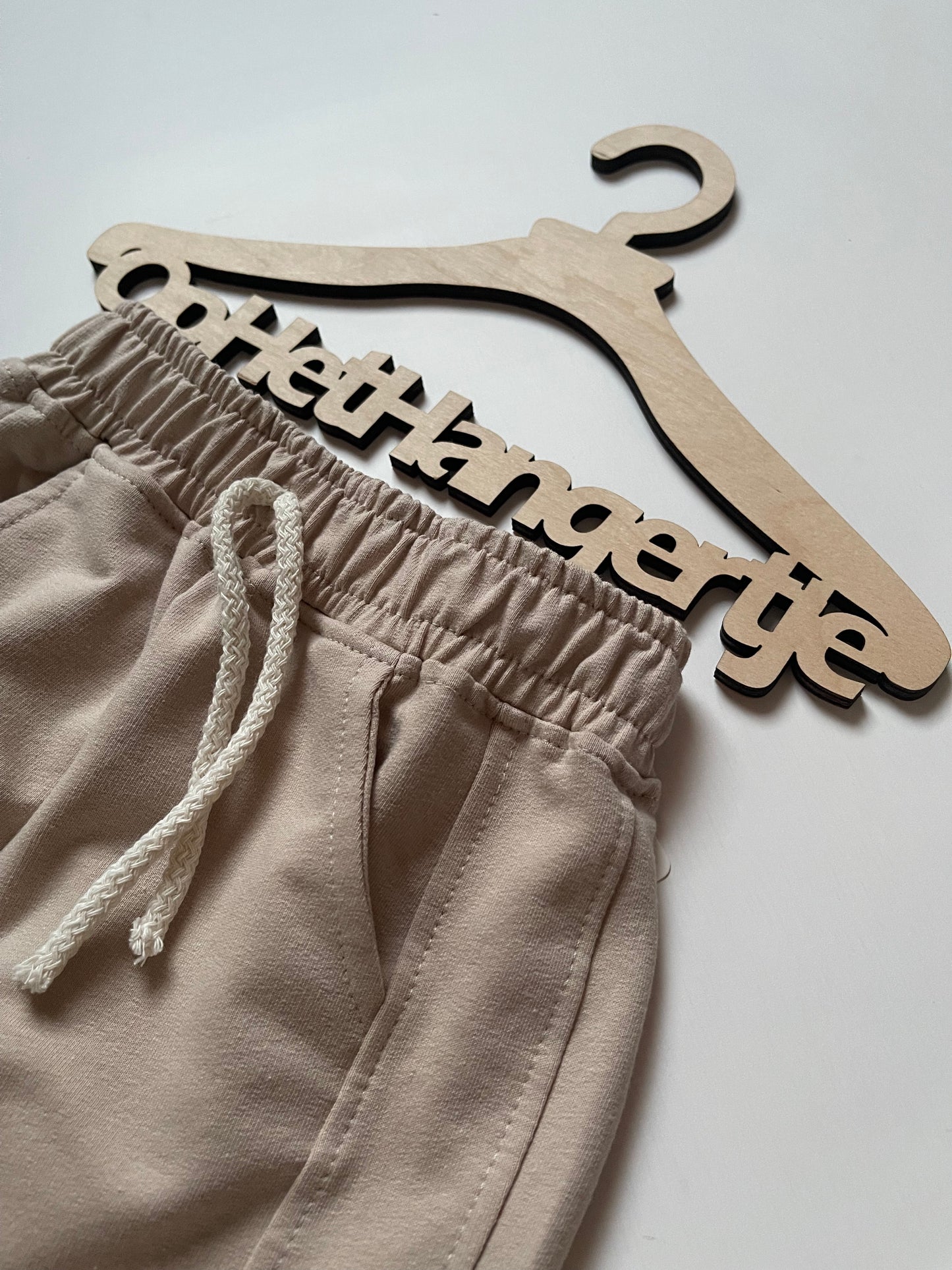 Jongens Jogging broek Beige met decoratief koord