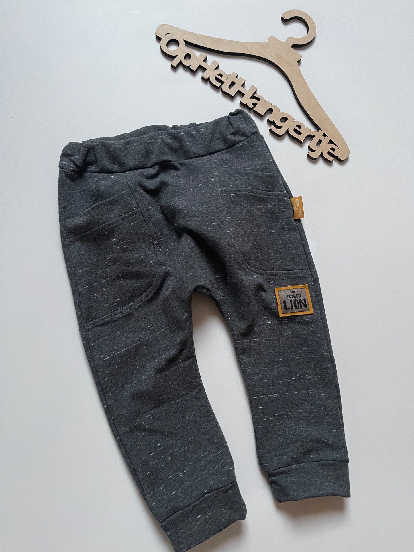 Jongens Jogging Broek 'Junior Lion' met Zakken Voorop Antraciet
