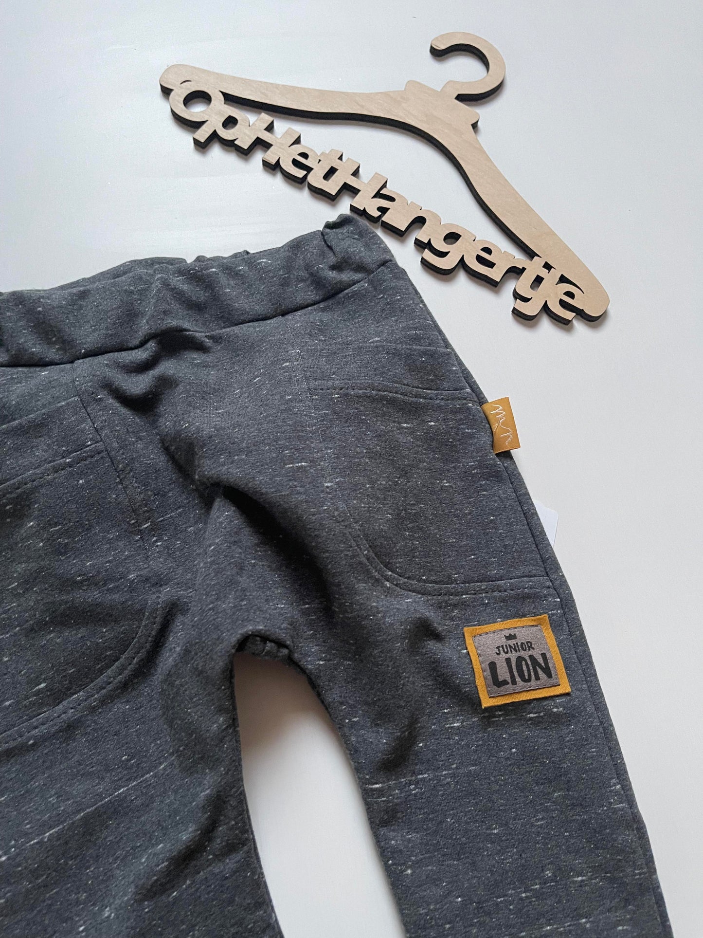 Jongens Jogging Broek 'Junior Lion' met Zakken Voorop Antraciet