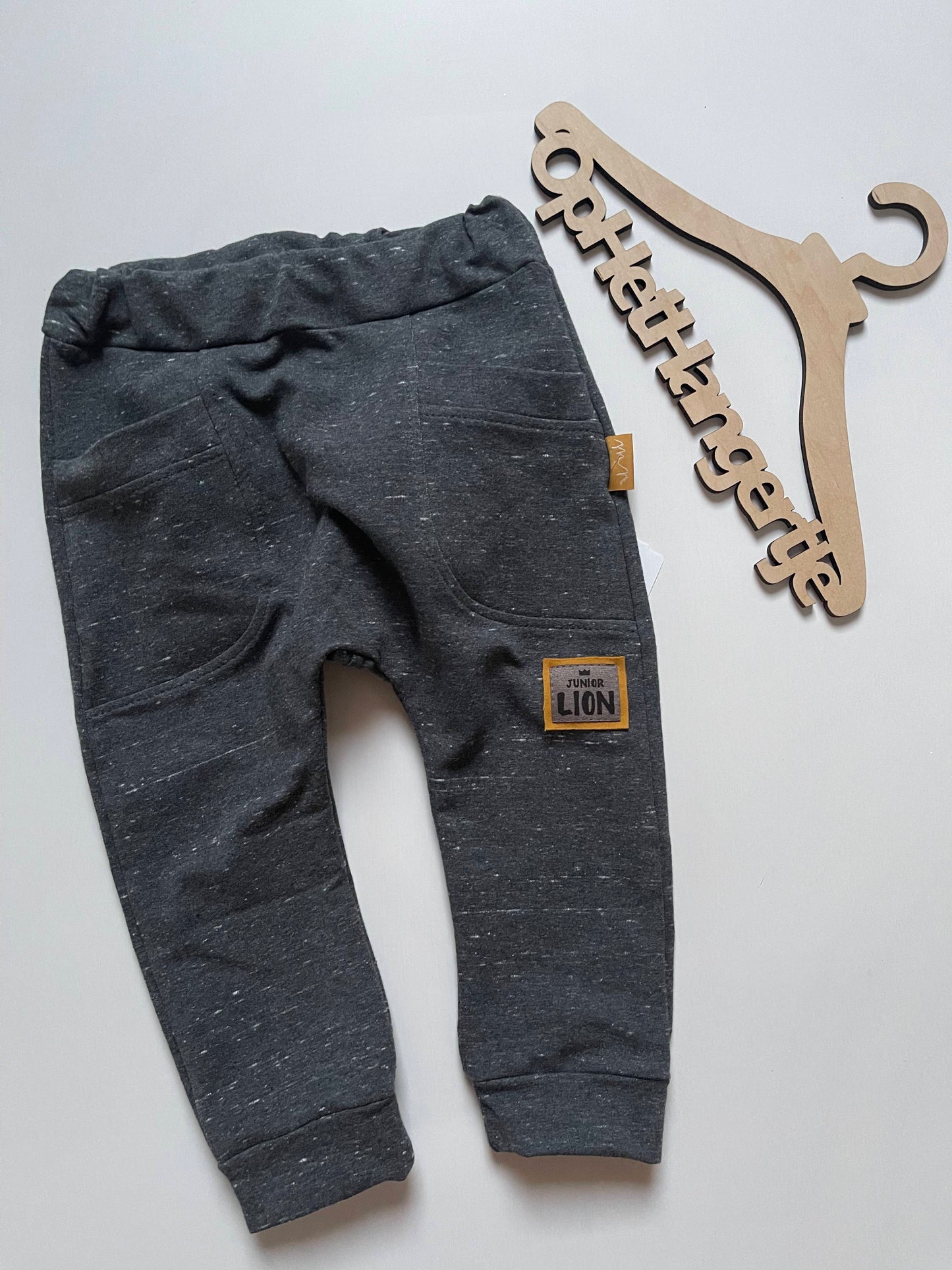 Jongens Jogging Broek 'Junior Lion' met Zakken Voorop Antraciet