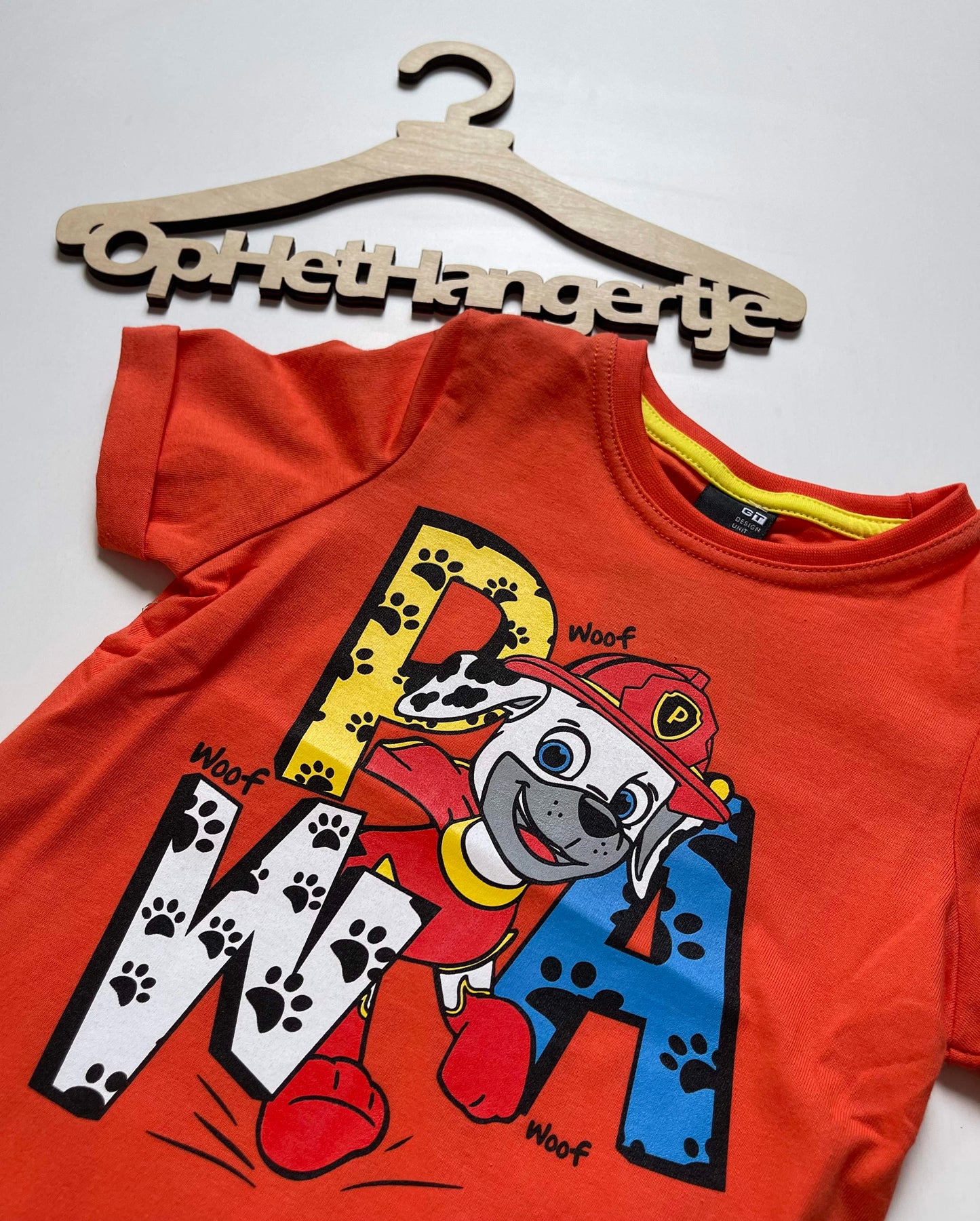 Jongens T-Shirt 'PAW' Rood met Opdruk
