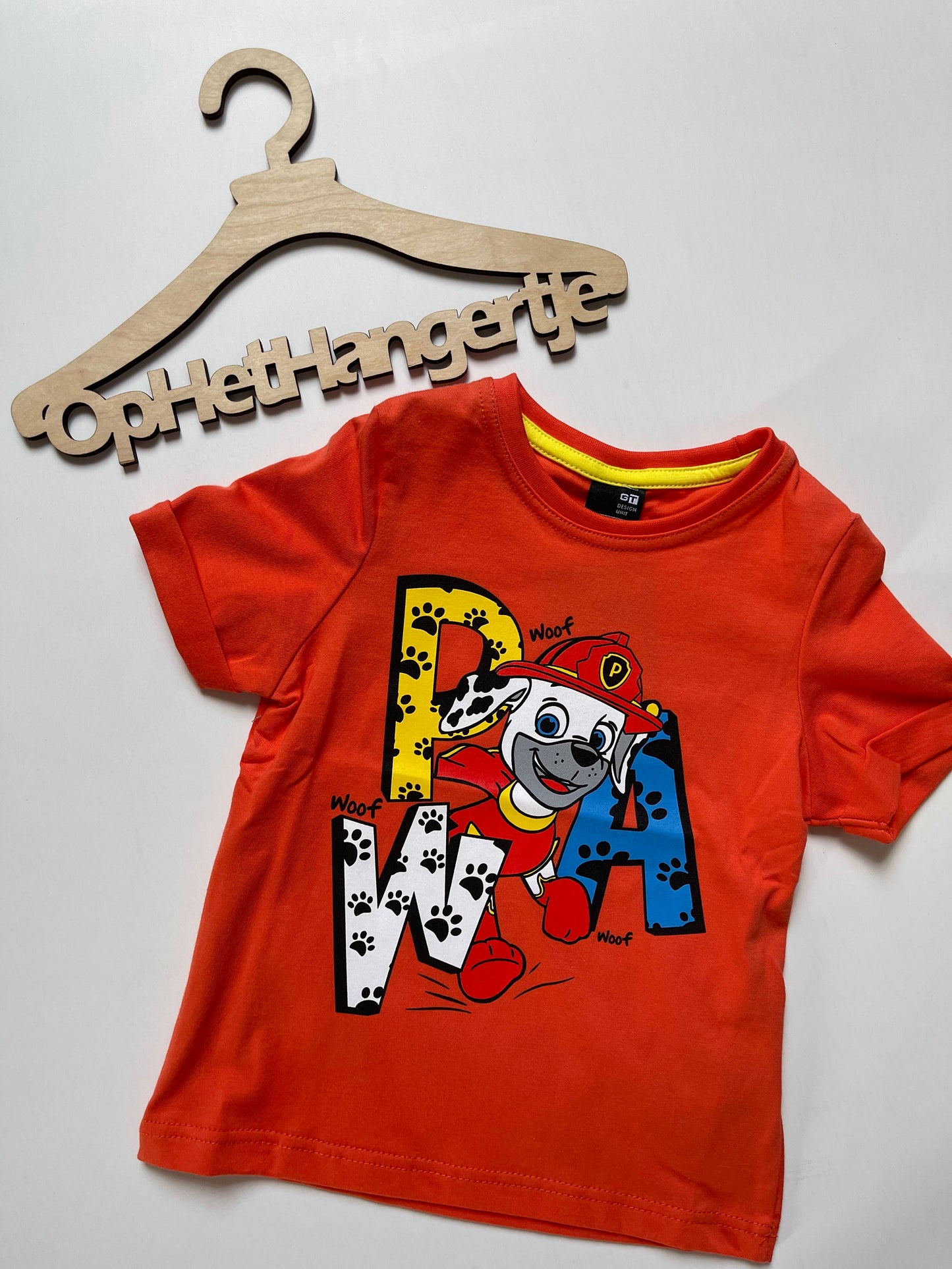 Jongens T-Shirt 'PAW' Rood met Opdruk