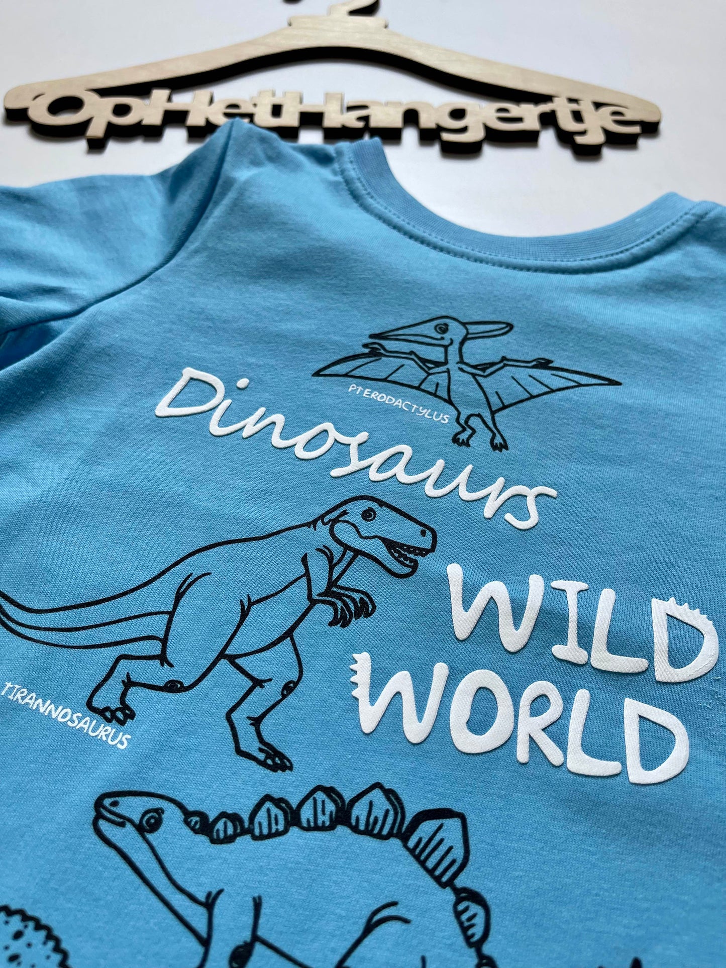 Jongens T-Shirt 'Dinosaurs Wild World' Blauw met Opdruk