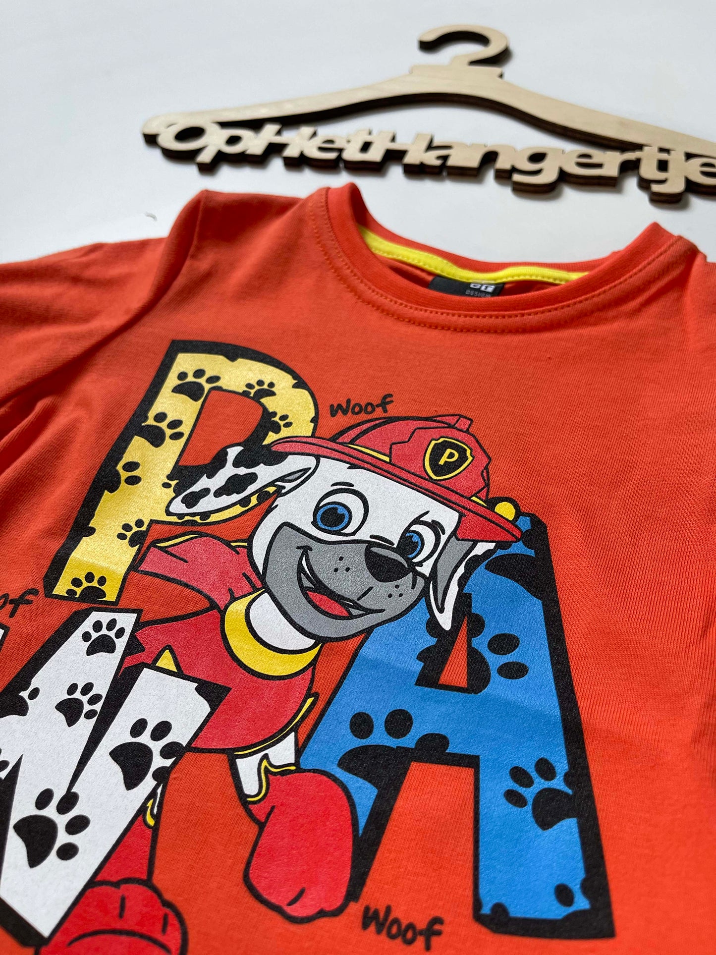 Jongens T-Shirt 'PAW' Rood met Opdruk