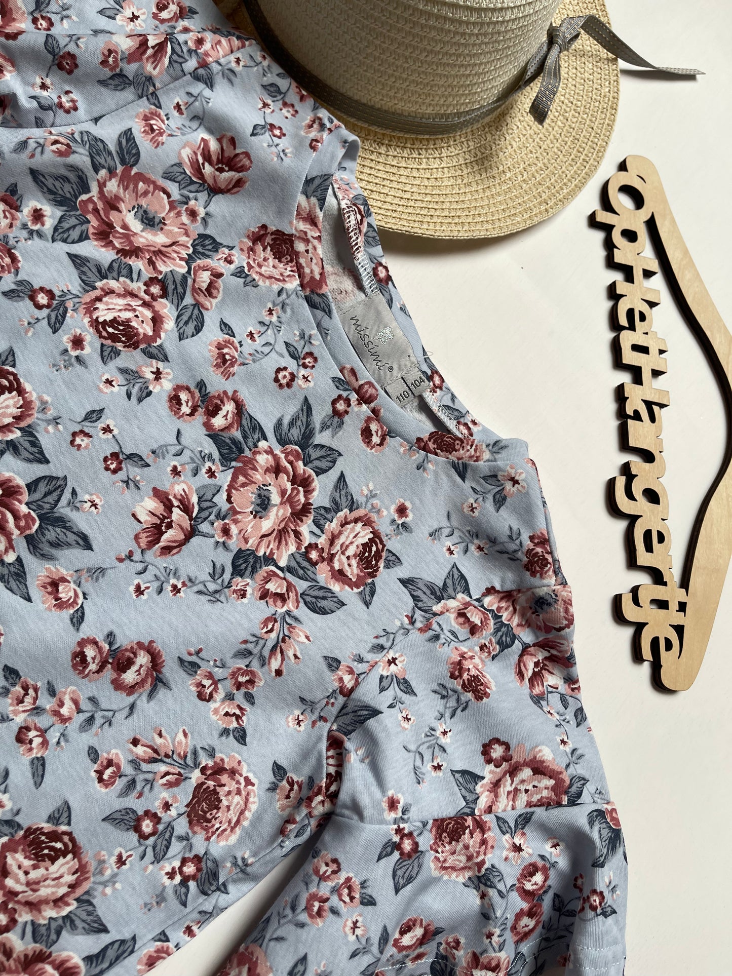 Meisjes Shirt met Ruches Blauw / Bloemenmotief