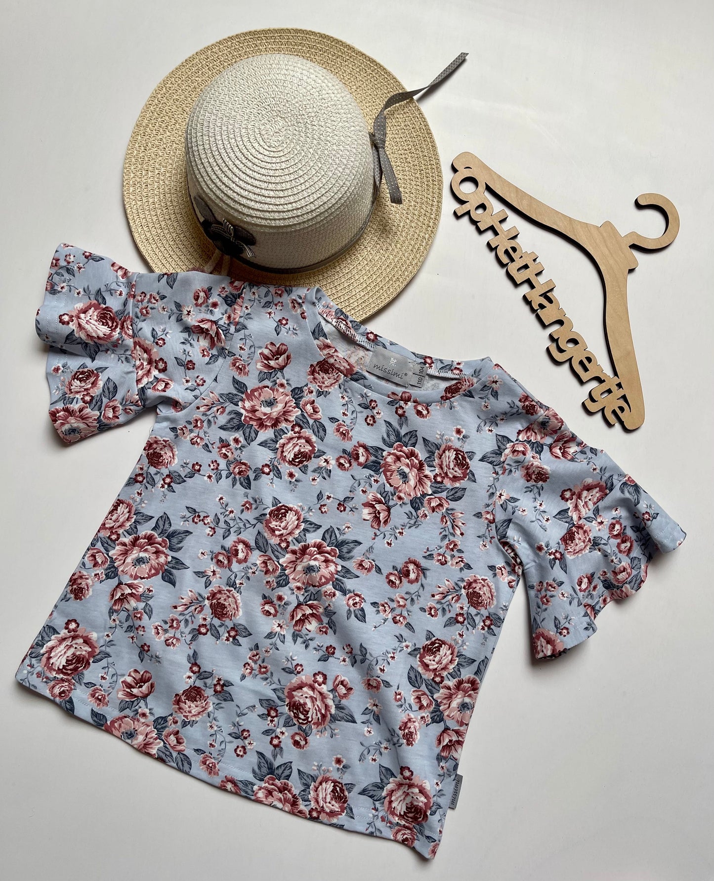 Meisjes Shirt met Ruches Blauw / Bloemenmotief