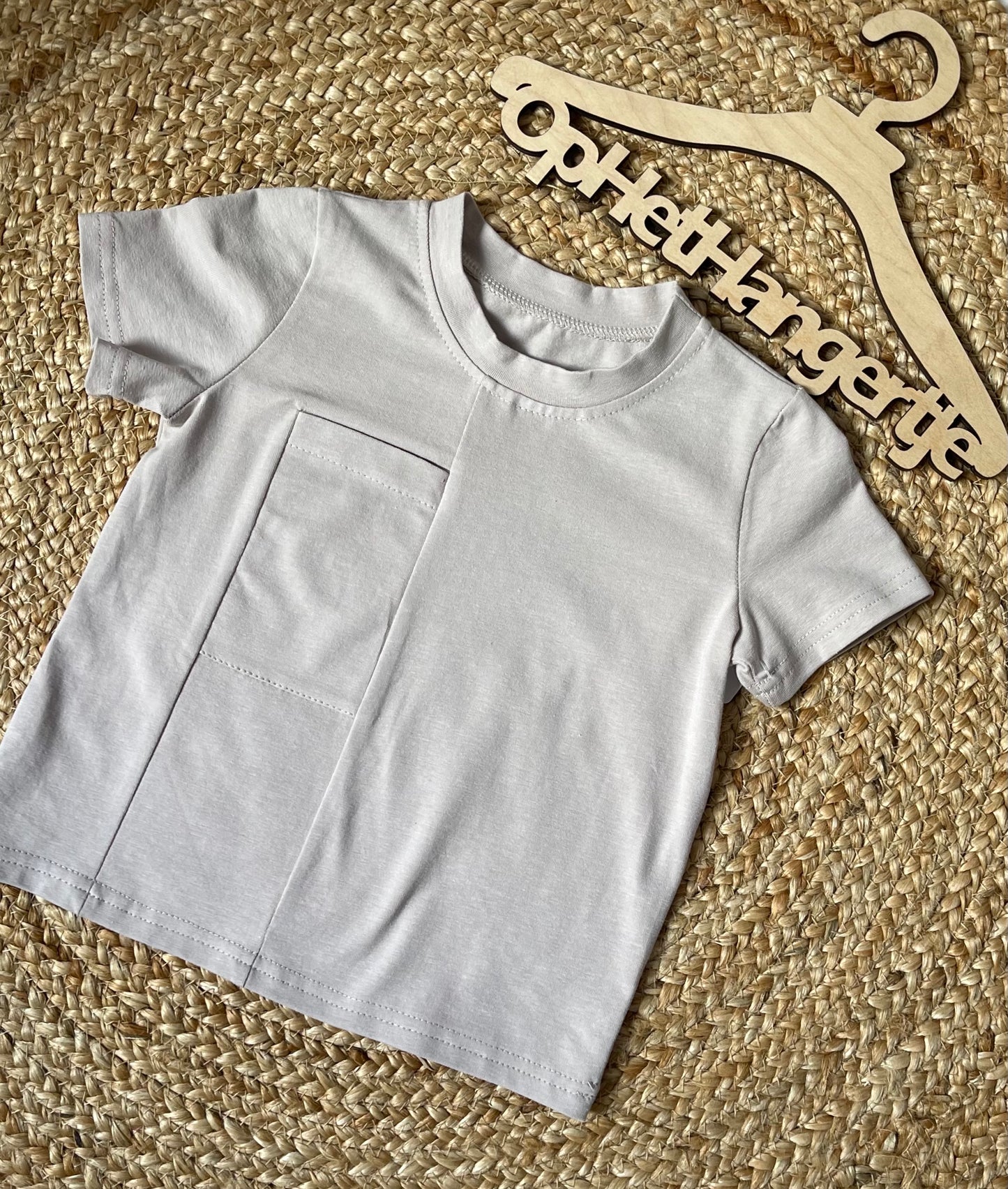 Jongens T-Shirt met Zakje Beige