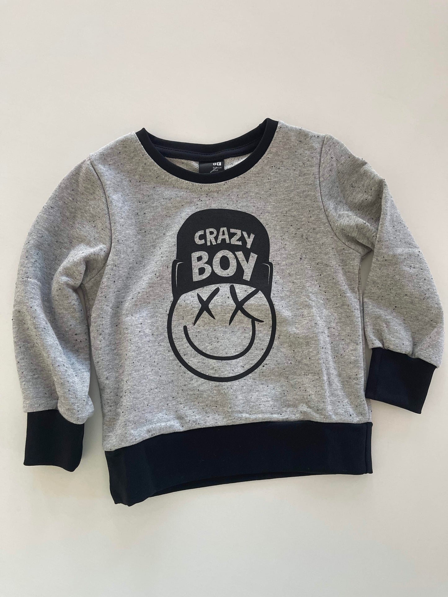 Jongens Sweatshirt 'Crazy Boy' Grijs / Zwart