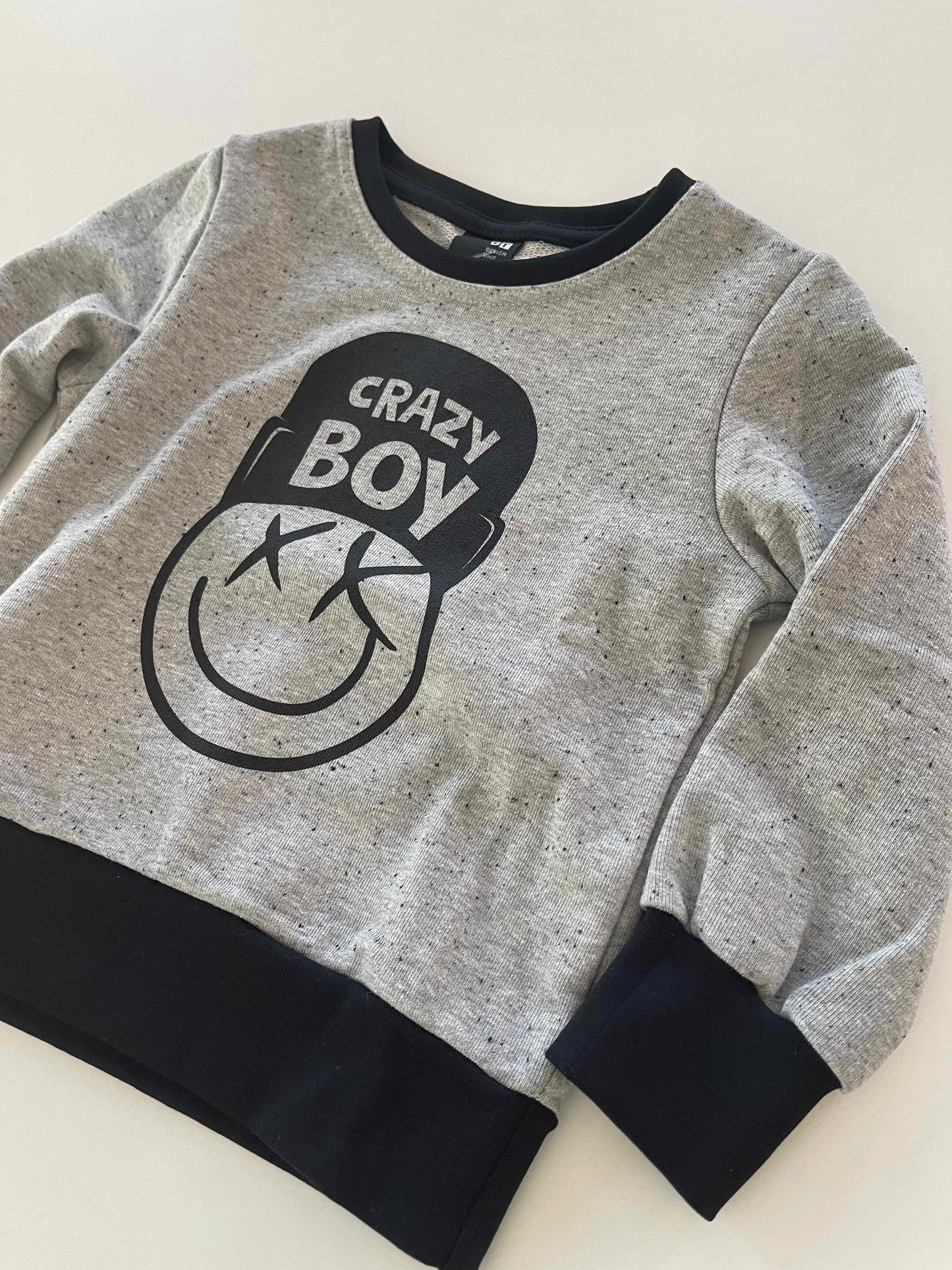 Jongens Sweatshirt 'Crazy Boy' Grijs / Zwart