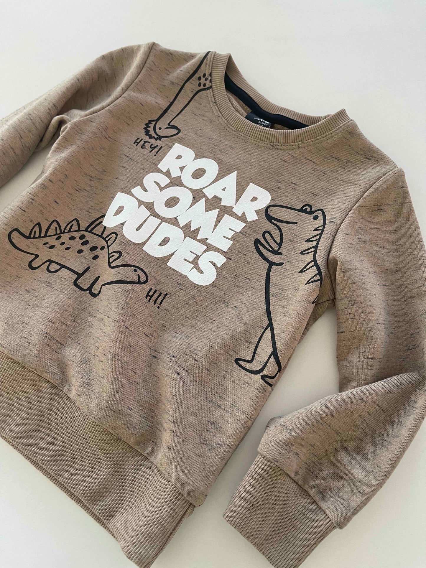 Jongens Sweatshirt 'Roar Some Dudes' Lattee