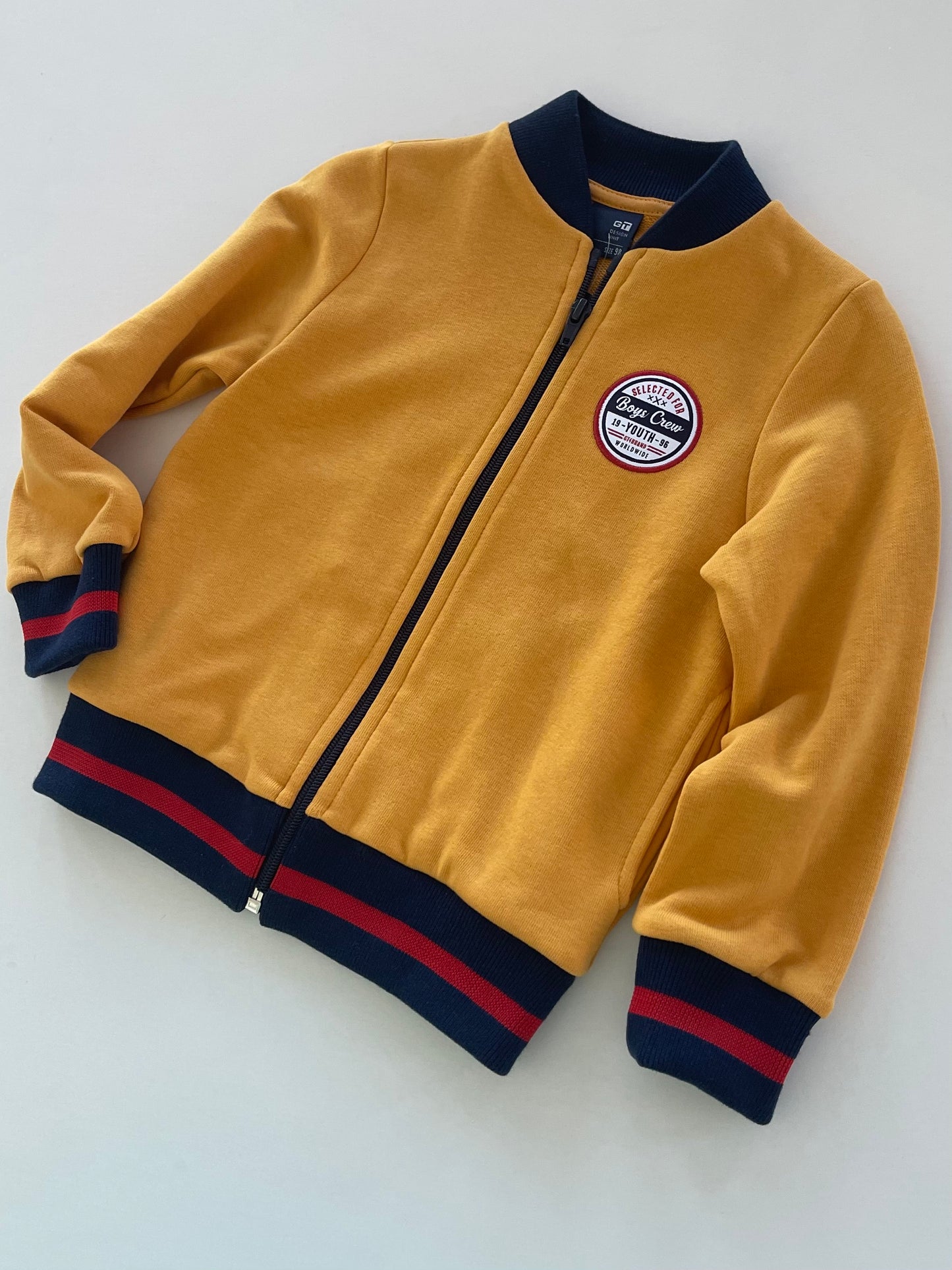 Jongens Jack 'Boys Crew' met Ritssluiting Oker-Geel