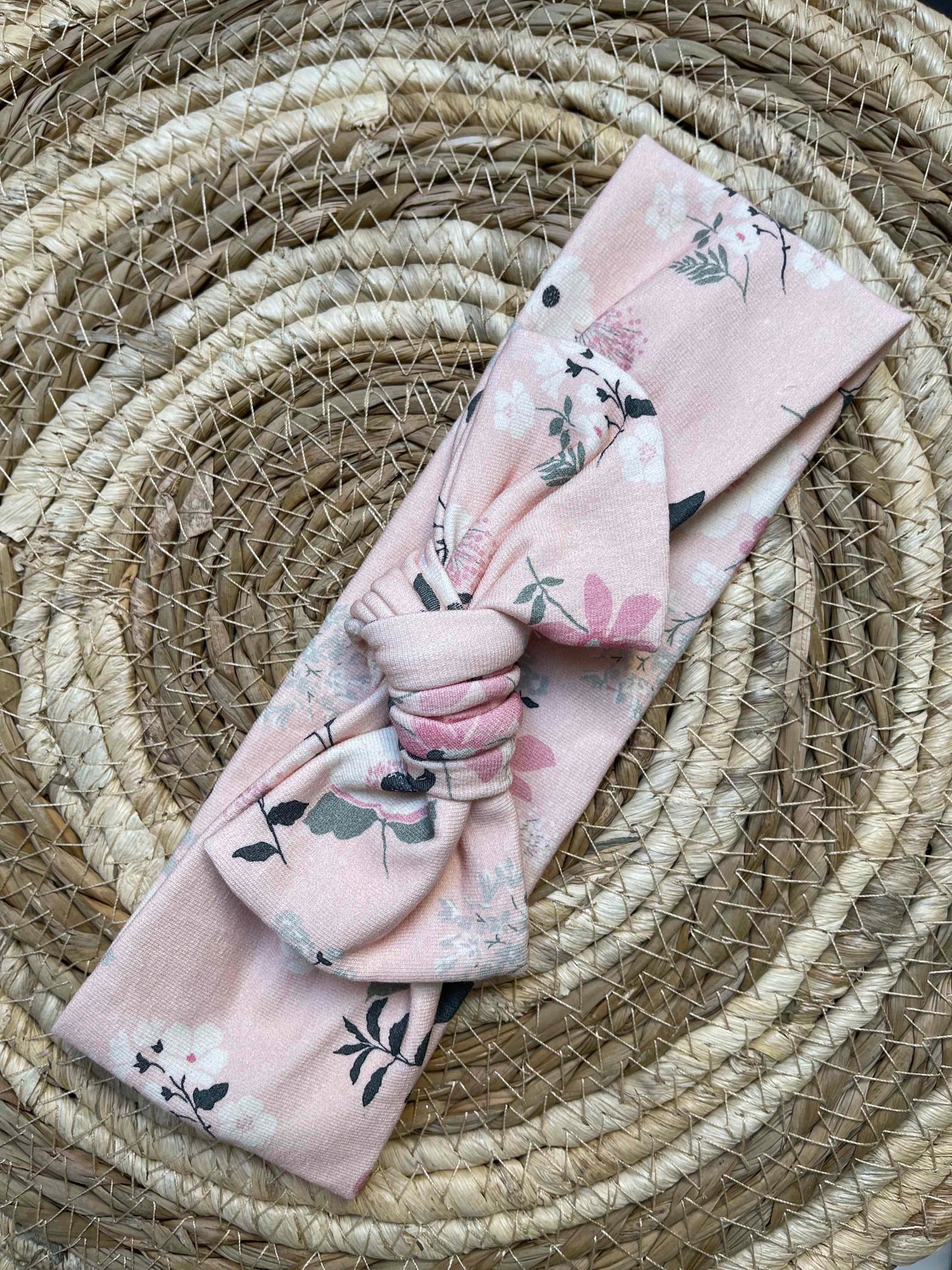 Haarbandje 'Retro' met Strik Creme / Bloemenmotief