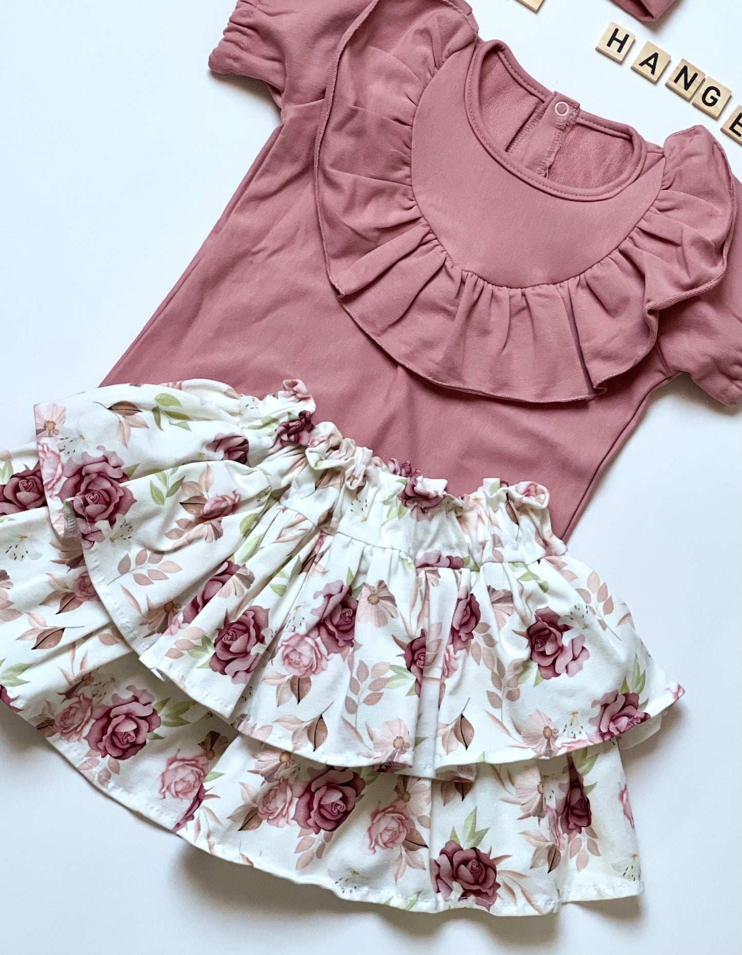 Rokje 'Roses' met ruches Bloemenmotief Creme