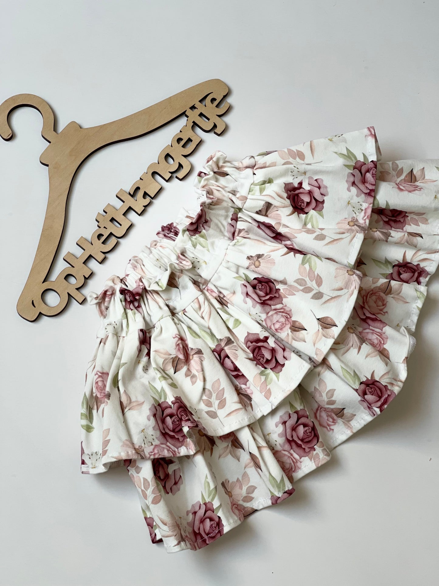 Rokje 'Roses' met ruches Bloemenmotief Creme