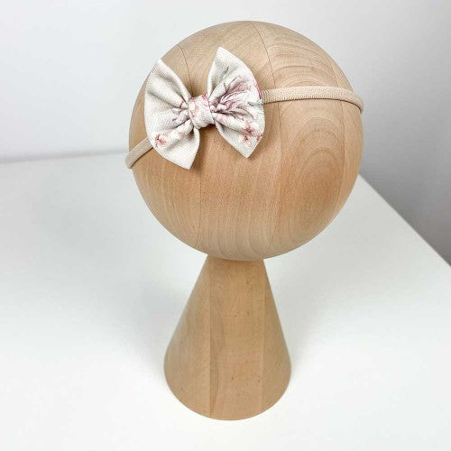 Haarbandje Strik 'Retro Flowers' Creme / Roze