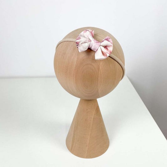 Haarbandje Strik 'Viooltjes' Creme / Roze