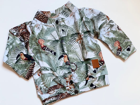 Jongens Bomberjack 'Jungle' Met Drukknoop sluiting Wit / Jungleprint