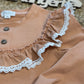 Meisjes Blouse Met Ruches Borduursel Decoratieve Knopen Knoopsluiting Camel