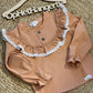 Meisjes Blouse Met Ruches Borduursel Decoratieve Knopen Knoopsluiting Camel