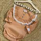 Meisjes Body / Romper Met Ruches Borduursel Decoratieve Knopen Knoopsluiting Camel