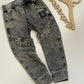 Jongens Pants Broek ‘Patka’ met Decoratieve Flappen Denimlook Zwart