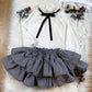 Meisjes Blouse Met Decoratieve Opstaande Kraag en Decoratieve Velours Strik Wit